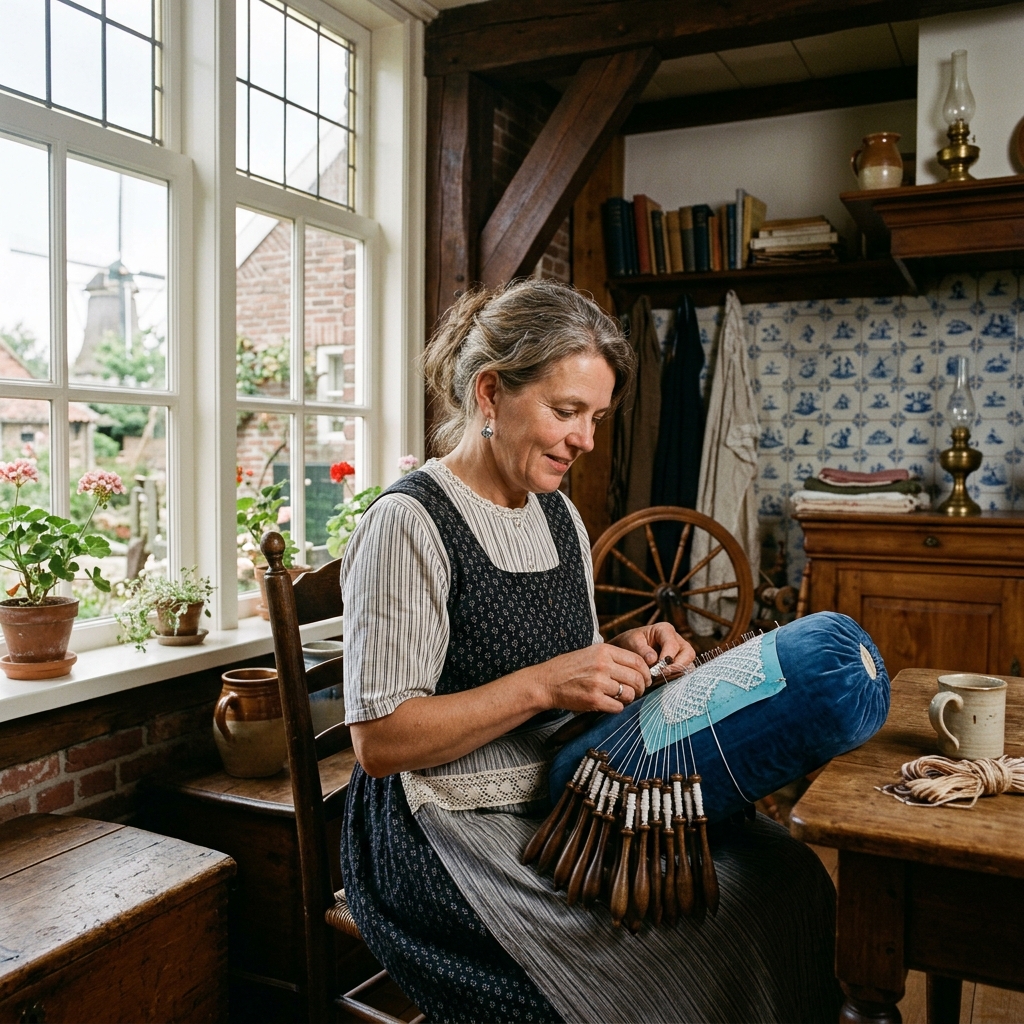 Woman doing traditional Dutch lace-making